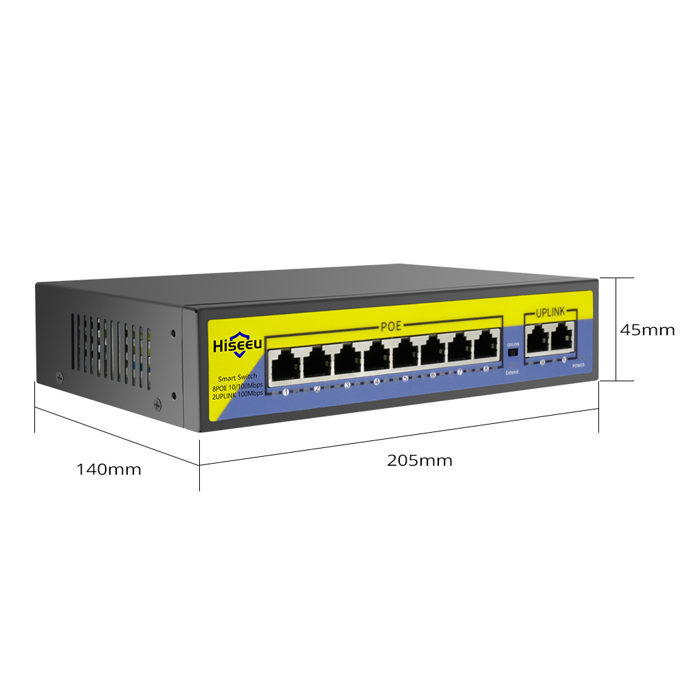 Hiseeu 8 port POE Switch Network POE Switch For IP Security CCTV Camera System