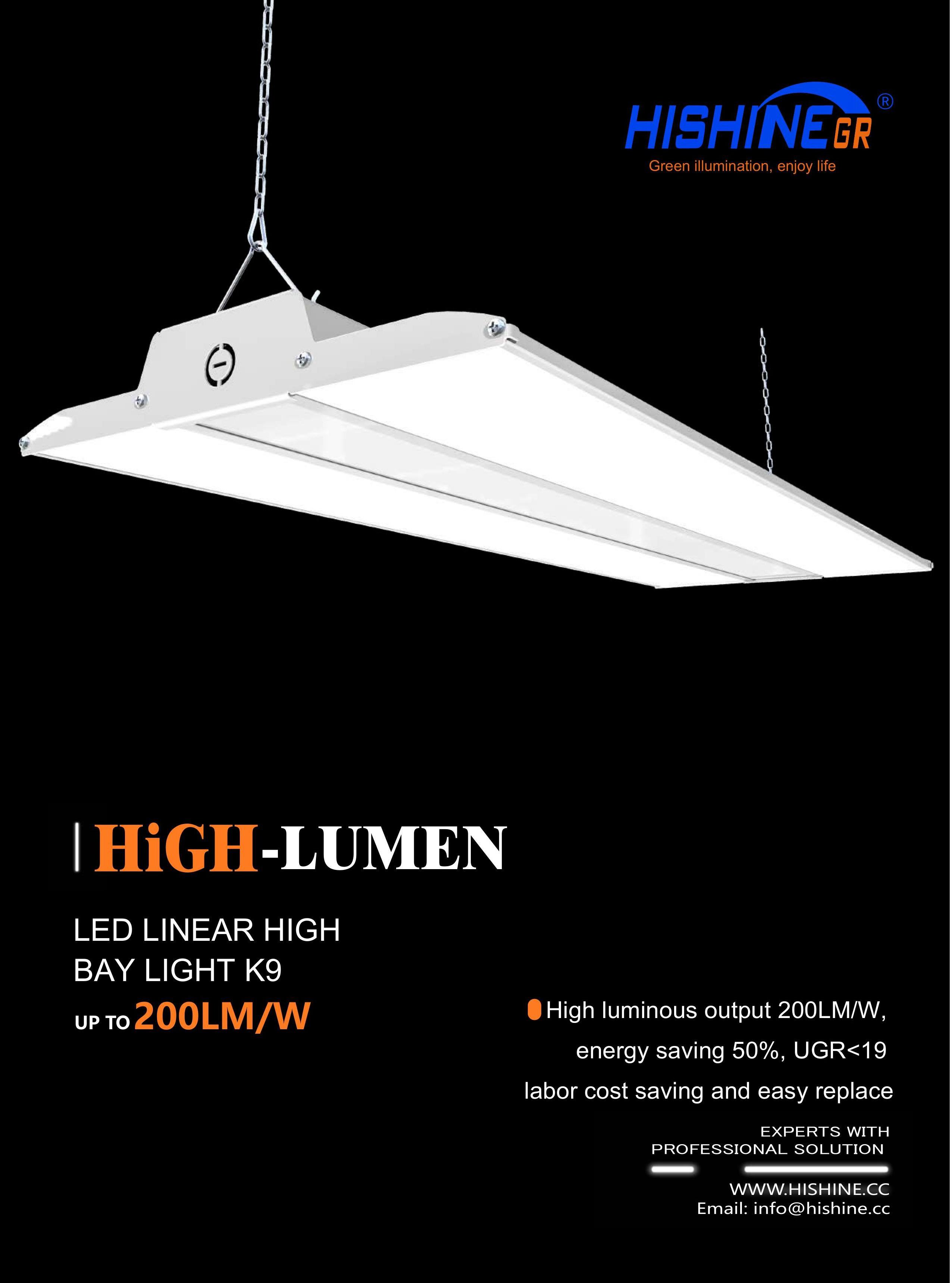 Hishine OEM K9 Industrial Light Linear Fixtures Lamp Utility Led Linear High Bay Light