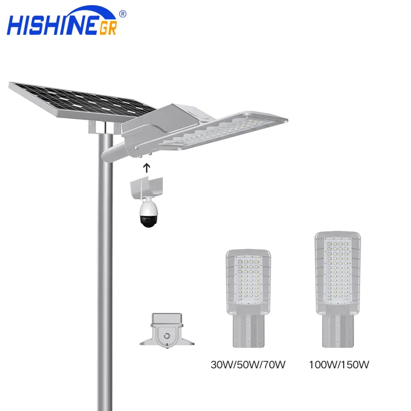 Outdoor Solar Street Light Die Casting Mold CCTV 4G Camera Street Light Solar Powered with Sensor High Strength Against Wind