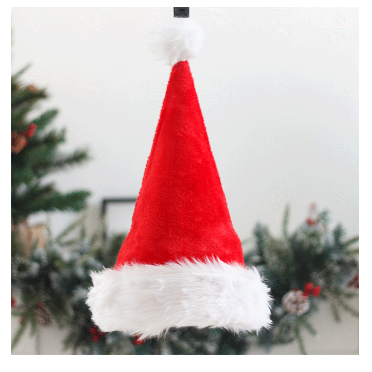 2023 Hot Sell Christmas Hat Plush Thickened Foldable Santa Claus Classic Red Xmas Hats For Adults