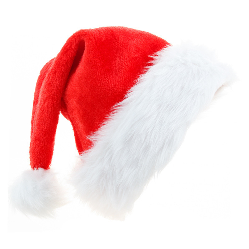 2023 Hot Sell Christmas Hat Plush Thickened Foldable Santa Claus Classic Red Xmas Hats For Adults