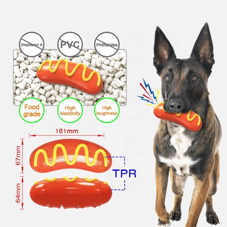 Pet Supplies Wholesale Amazon Squeaky Sound Dog Bite Glue Molar Stick Bite Resistant Chew Hot Dog Sausage Dog Toy