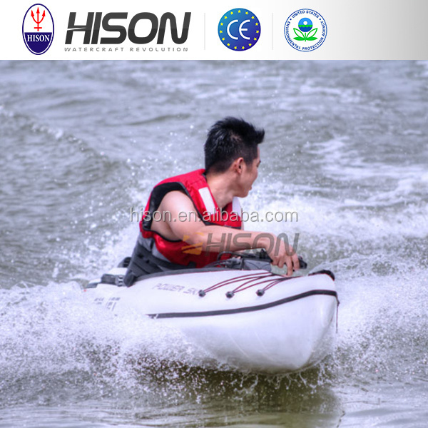 New In 2021 Hot Sale Hison 4 Stroke Jet Engine Powered Canoe Pwc Joint Fishing Kayak With Electric Trolling Motor