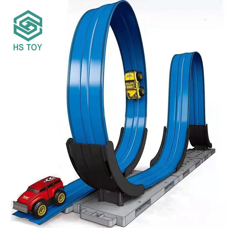 HS Anti-Gravity Rail Car Assembly Electric Slot DIY Inertial Magnetic Suspension Race Tracks For Boys Car Adventure Toys