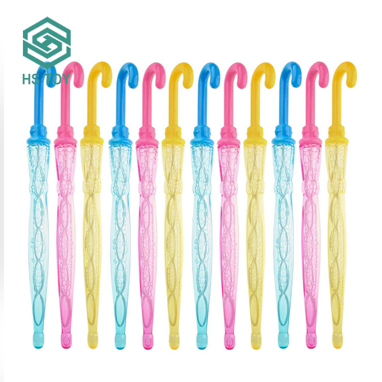 HS 24 PCS Umbrella Shape Plastic Water Soap Maker Pipe Bubble Blowing Toy Sticks Wand For Kids