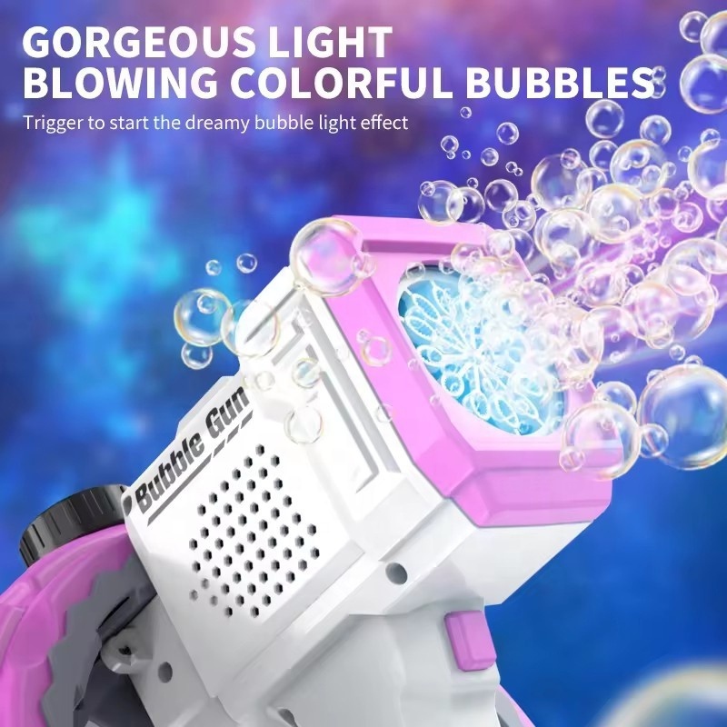 Wholesale Summer Toys Kids Plastic Soap Bubble Machine Gun With Batteries Electric Space Bazooka Bubble Gun