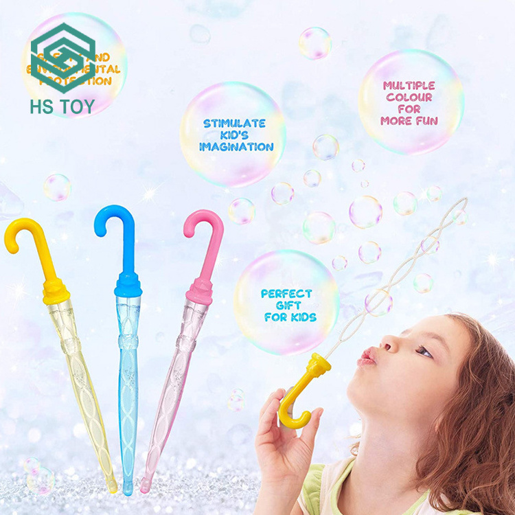 HS 24 PCS Umbrella Shape Plastic Water Soap Maker Pipe Bubble Blowing Toy Sticks Wand For Kids