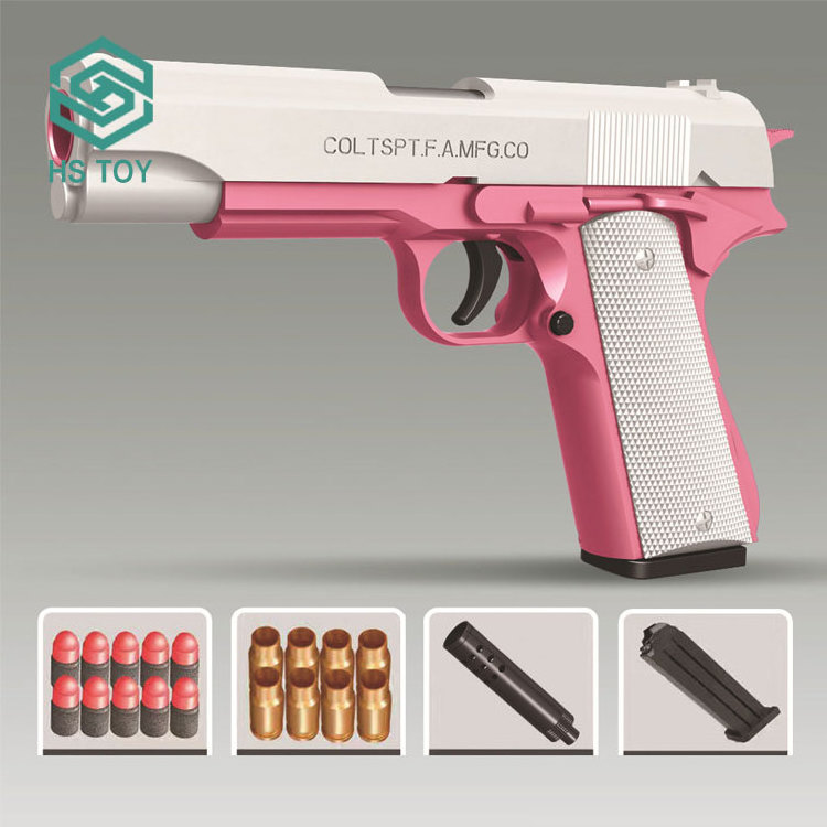 HS Soft Bullet Kid Shell Ejecting Toy Gun Fireworks Full Automatic Switch Airsoft Glock Gun 1911 With 3 Color