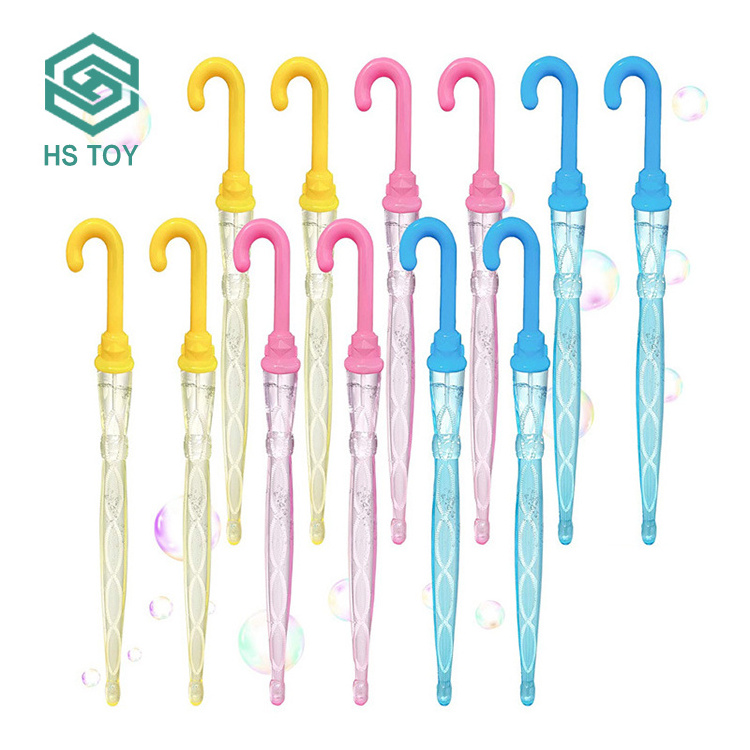 HS 24 PCS Umbrella Shape Plastic Water Soap Maker Pipe Bubble Blowing Toy Sticks Wand For Kids