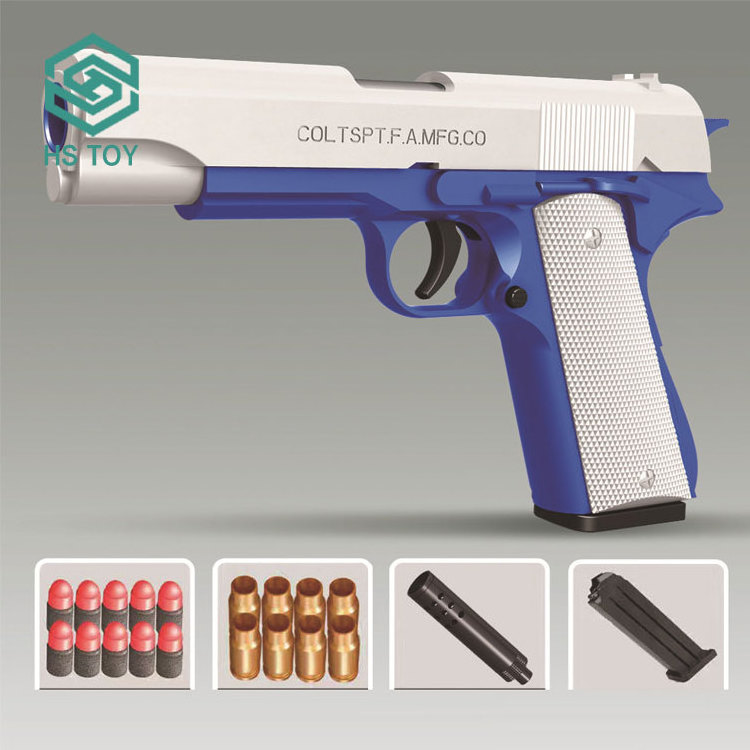 HS Soft Bullet Kid Shell Ejecting Toy Gun Fireworks Full Automatic Switch Airsoft Glock Gun 1911 With 3 Color