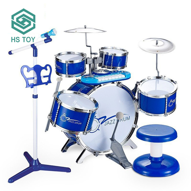 HS Red and Blue Children Play Educational Musical Instrument Jazz Drum Set for Kids Piano Unisex Toy