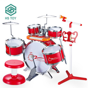 HS Red and Blue Children Play Educational Musical Instrument Jazz Drum Set for Kids Piano Unisex Toy