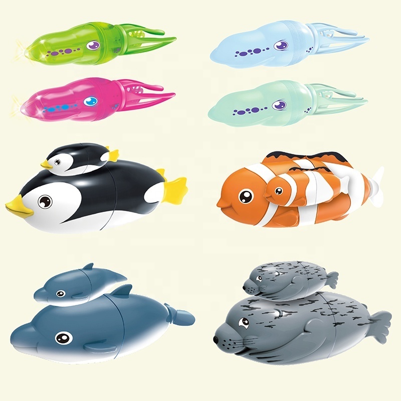 2024 New Toddler Shower Bath Toys Battery operated Electric Swimming Penguin Seal Dolphin Octopus Bathtub Toys With LED Light Up