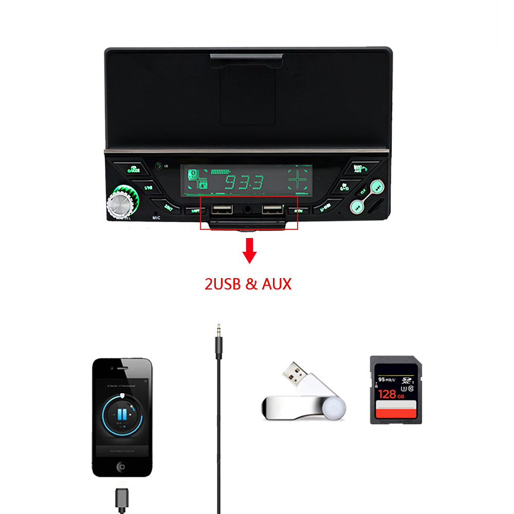 OEM 4 channel 7388 ic usb car audio mp3 usb player kit bt With mobile phone holder  car mp3 player