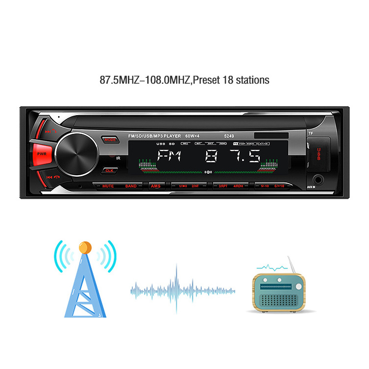 Hisound lcd sell wireless hand free carstereo car music player mp3 bt 12v aux car mp3 player