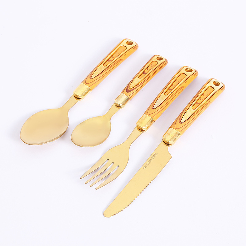 Polished Stainless Steel Gold Silverware Set 24 Piece Cutlery Set  Plus Includes Gold Cutlery Rack