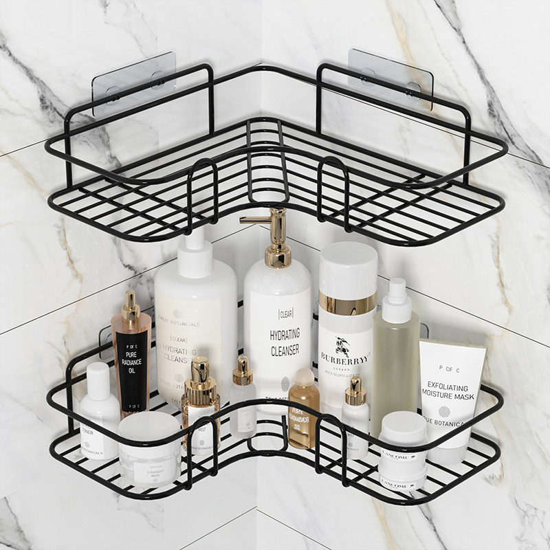 Bathroom Kitchen Punch Corner Frame Shower Shelf Shampoo Storage Rack Holder with Suction Cup bathroom Accessories