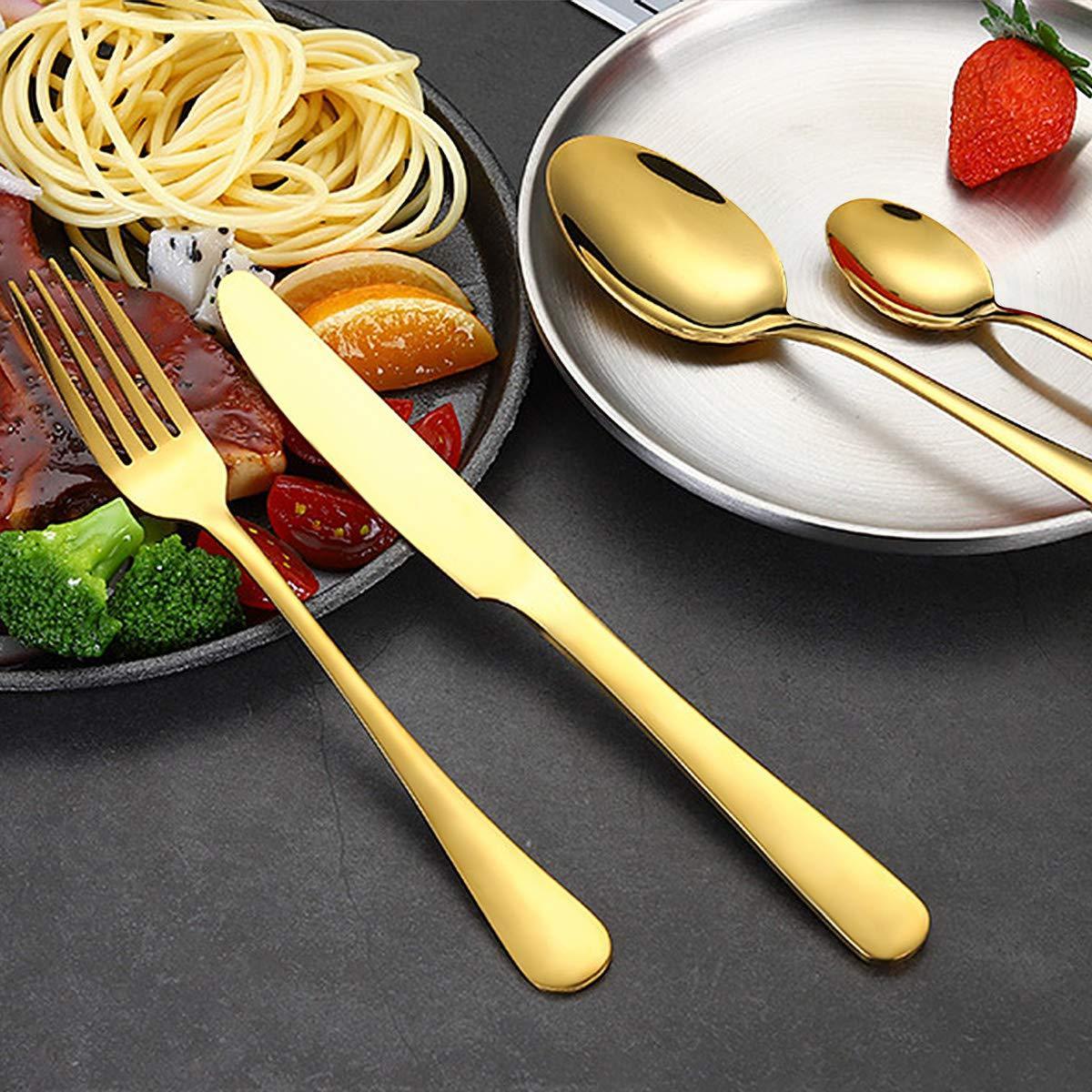 Portable travel gold spoons forks knives stainless steel hotel cutlery with box 24pcs high quality Flatware Sets