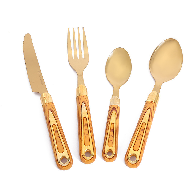 Polished Stainless Steel Gold Silverware Set 24 Piece Cutlery Set  Plus Includes Gold Cutlery Rack