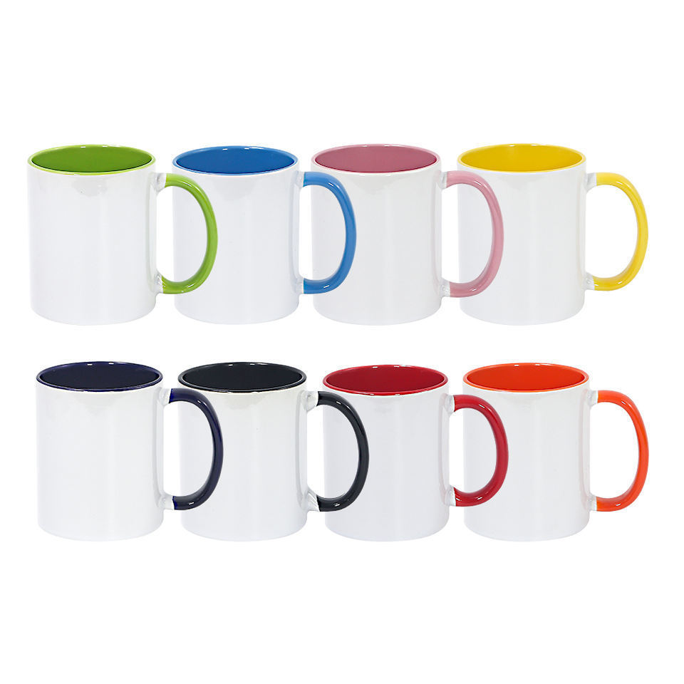 11 Oz Two Tone Mug Ceramic Coffee Milk Cups Handle Solid Color Inside Coffee Mugs Customizable Sublimation Printing