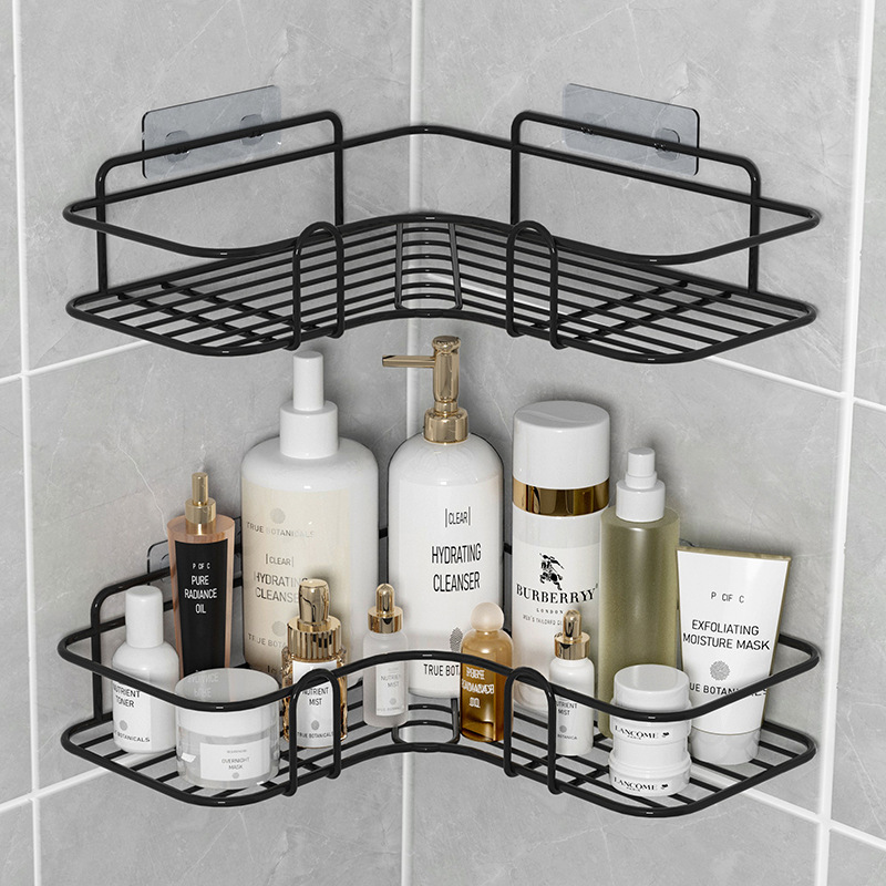 Bathroom Kitchen Punch Corner Frame Shower Shelf Shampoo Storage Rack Holder with Suction Cup bathroom Accessories