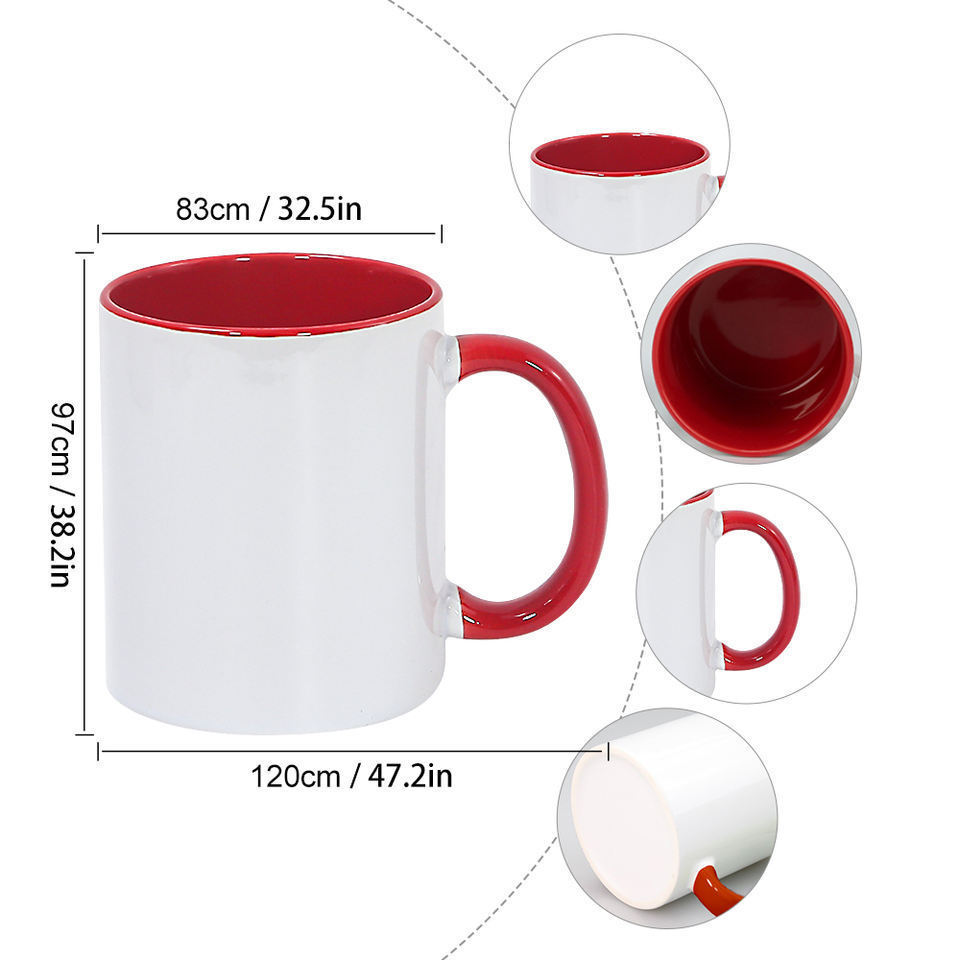 11 Oz Two Tone Mug Ceramic Coffee Milk Cups Handle Solid Color Inside Coffee Mugs Customizable Sublimation Printing