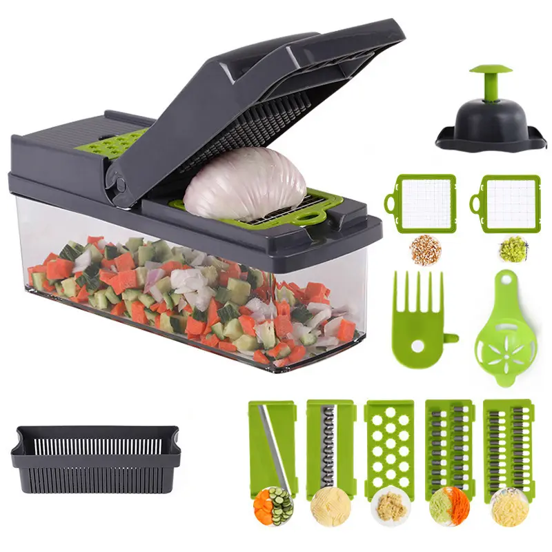 14 in 1 Multifunctional Vegetable Cutter Slicer Dicer for Onion Garlic Cabbage Carrot Potato Tomato Fruit Salad