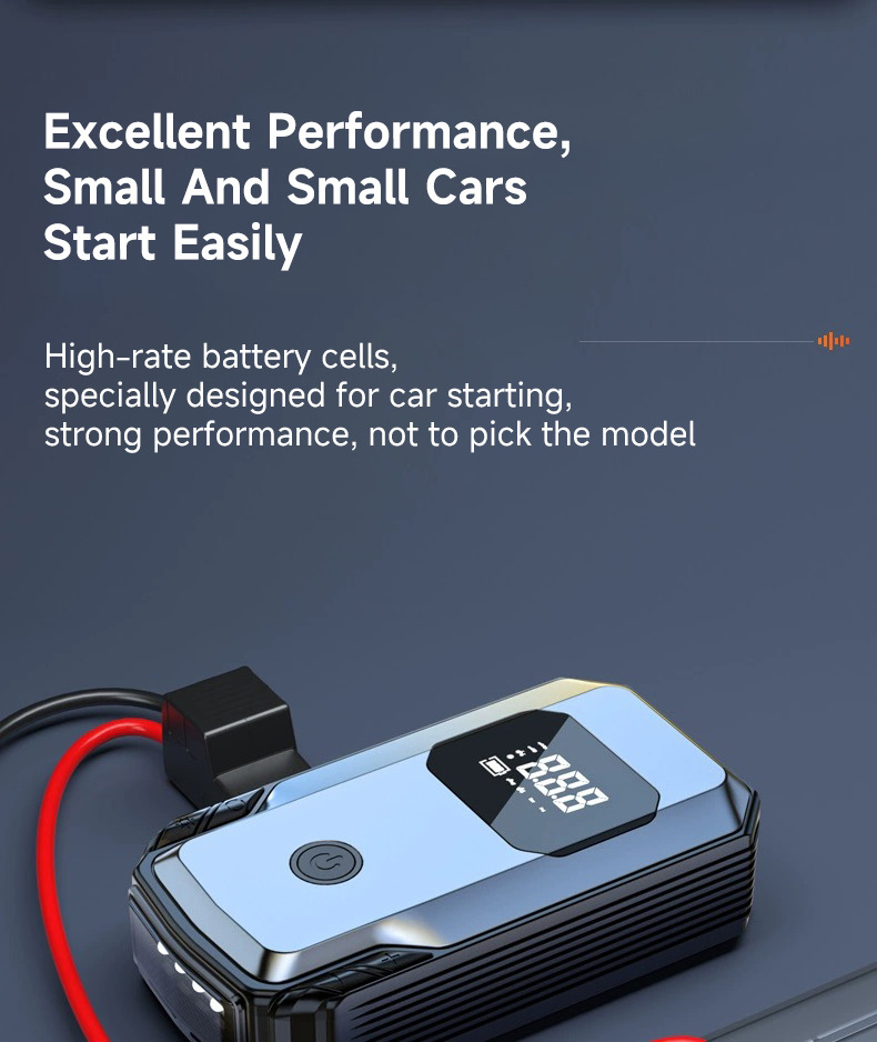 New Model 2 in 1 HF008 Tire Inflator with Jump Starter for Car Accessories 12V DC Auto stop With LED Light