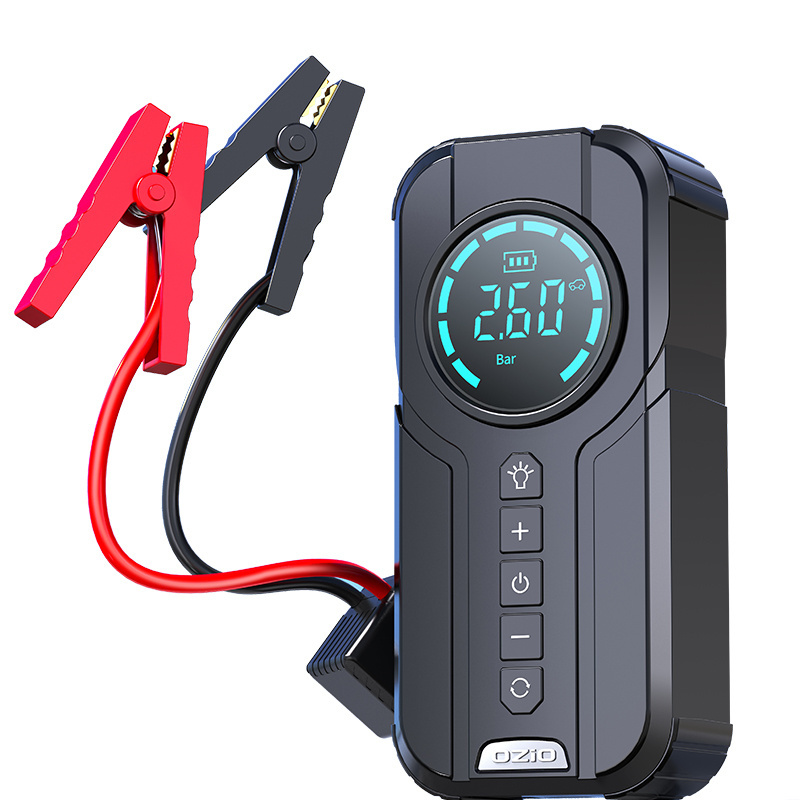 Multifunctional 4-in-1 Jump Starter with Digital Screen Searchlight Tire Pressure Monitor-12V Functionality  Up to 7.5L