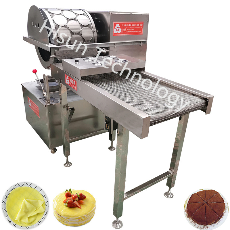 Large Automatic Continuous  Crepe Spring roll wrapper Making Machine Crepe Maker  Mille Crepe Machine