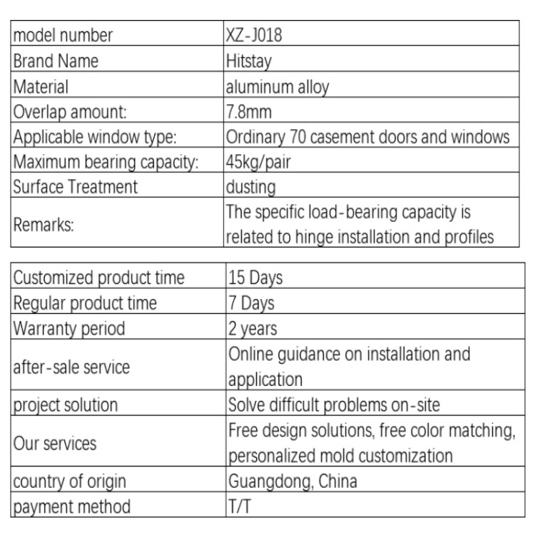 Hitstay factory Support Samples High Quality Aluminum Door Hinge Window Hinge Heavy Metal Door and Window Hinge