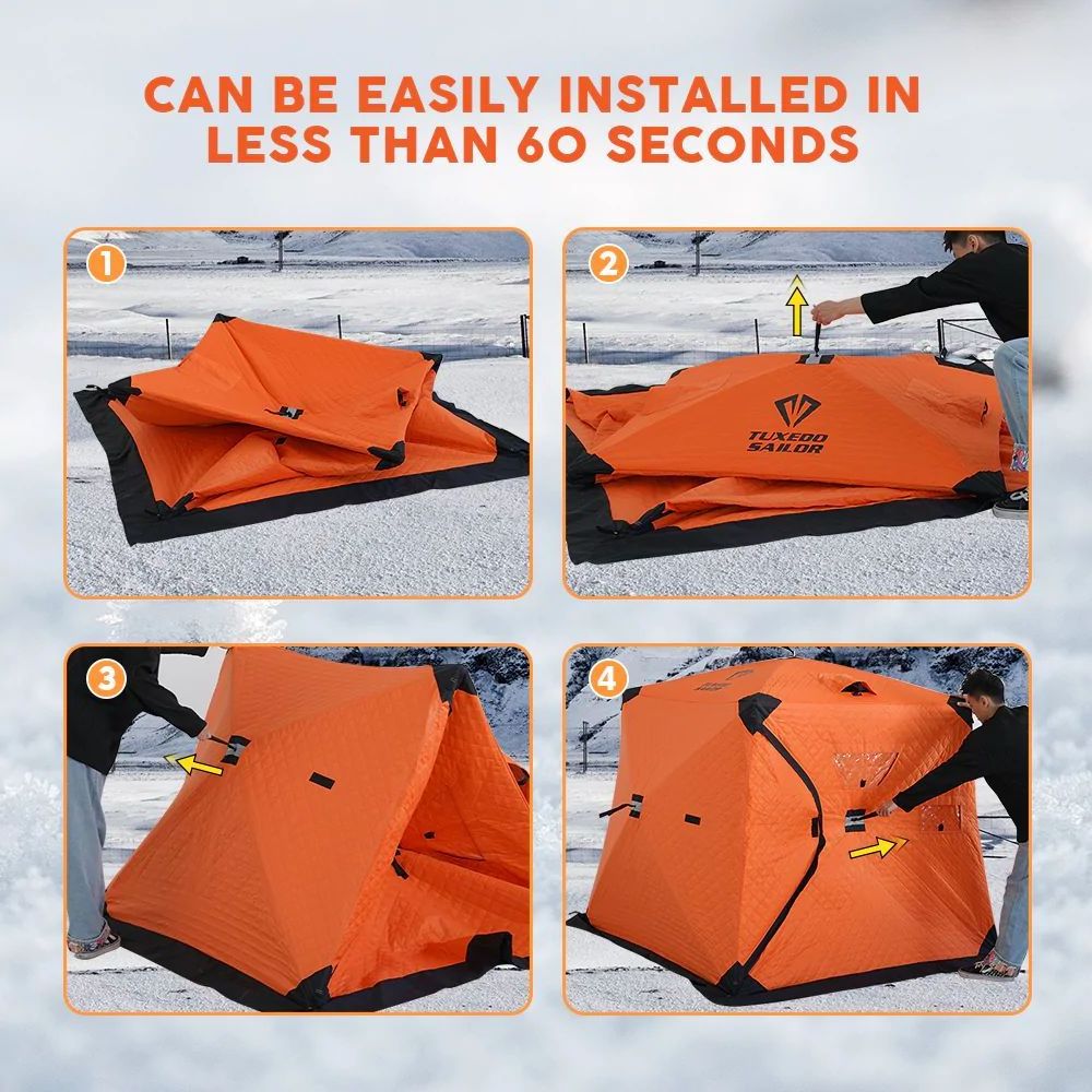 BSCI Factory OEM Wholesale Custom CE inflatable ice fishing tent insulated winter fishing tent 8 person fishing bivvy tent