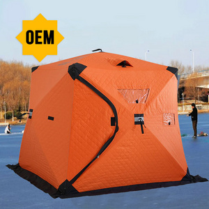 BSCI Factory OEM Wholesale Custom CE inflatable ice fishing tent fireplace option Funwinter large ice fishing sled tent pop up