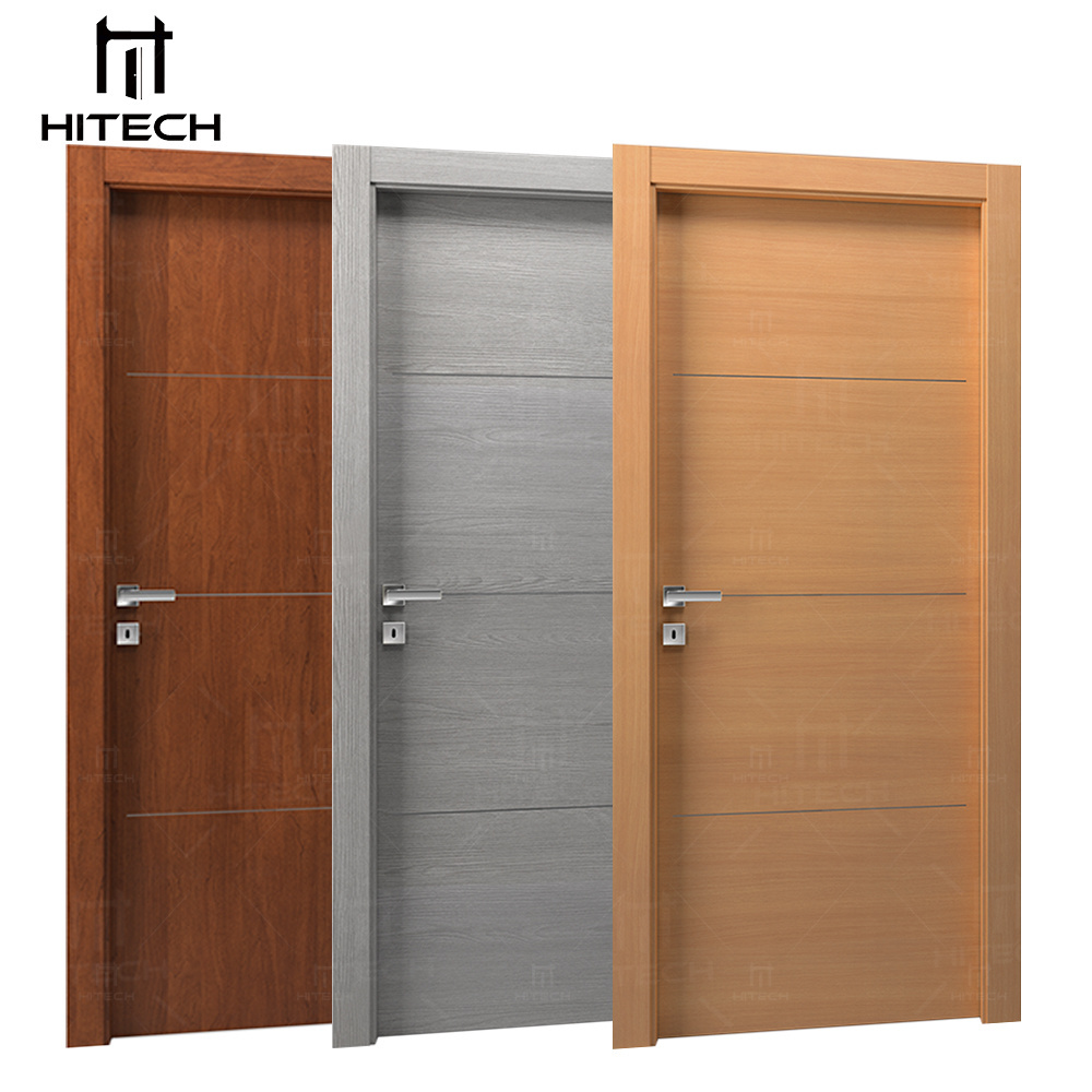 Hitech house flush door design bedroom interior door internal home bedroom prehung solid wooden modern black interior doors