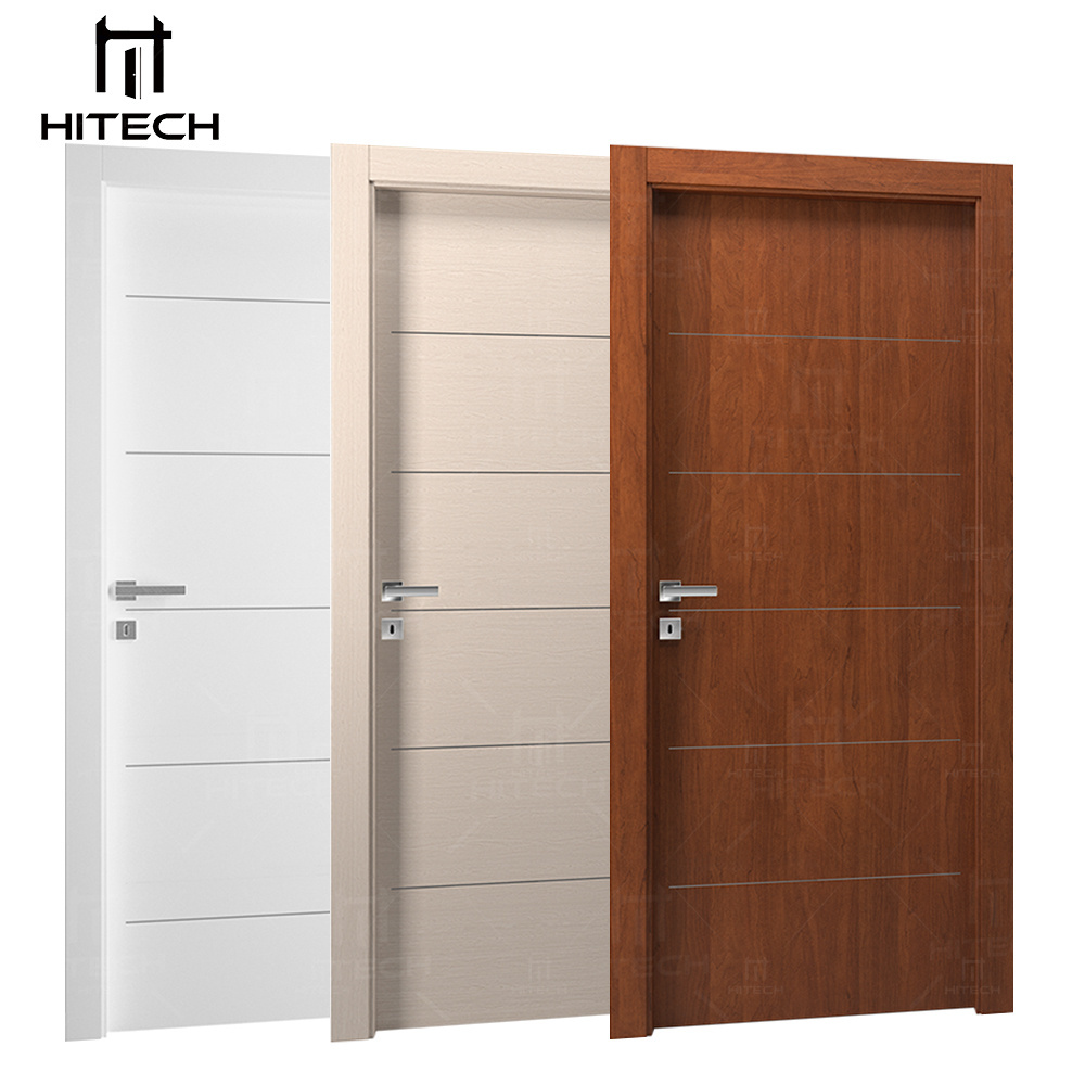 Hitech house flush door design bedroom interior door internal home bedroom prehung solid wooden modern black interior doors