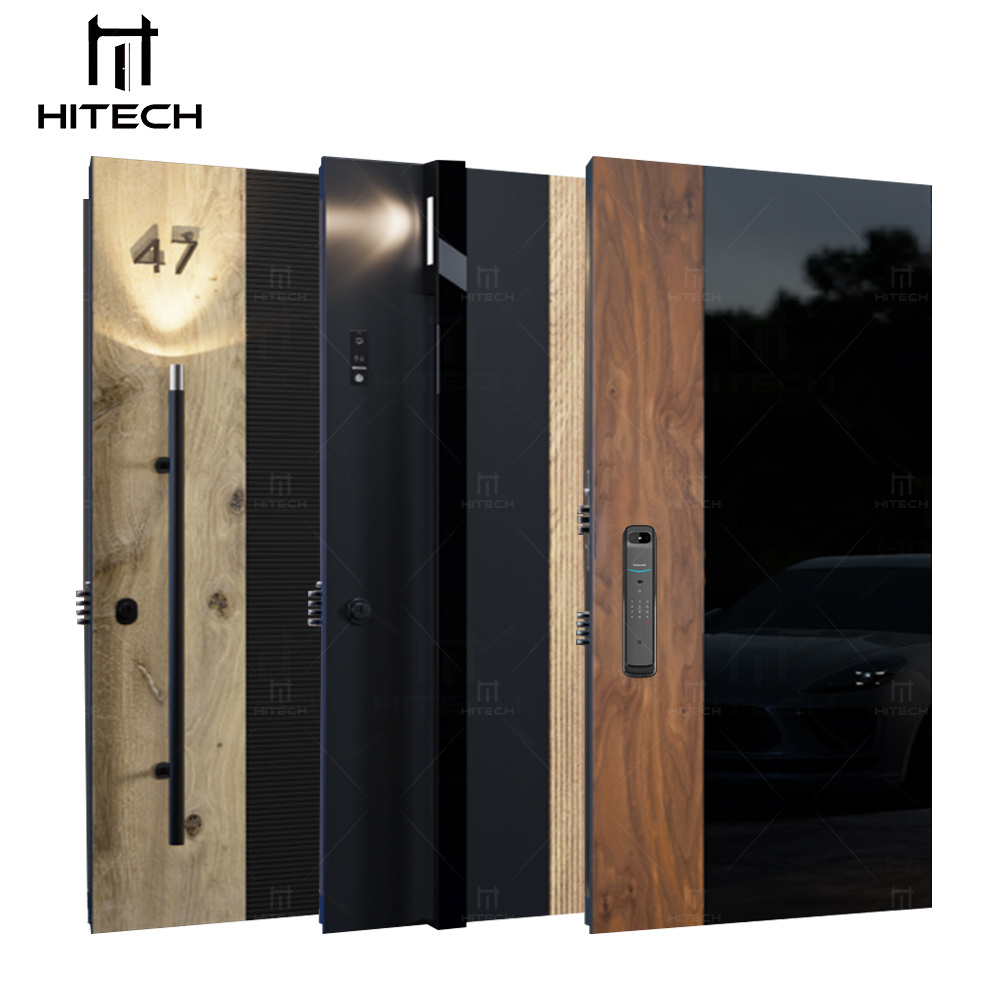 Hitech Soundproof Waterproof Solid Wooden Pivot Door Front Entry Stainless Steel Exterior Modern Pivot Door For Villa