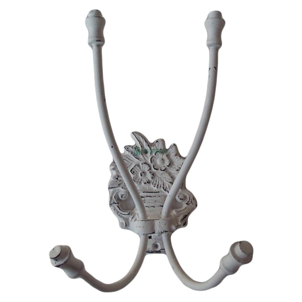 Antique Iron Hooks -  Metal - Iron - Antique - White - Single - Coat Hooks - Hangers - Handmade - Wholesale Bulk Manufacturers