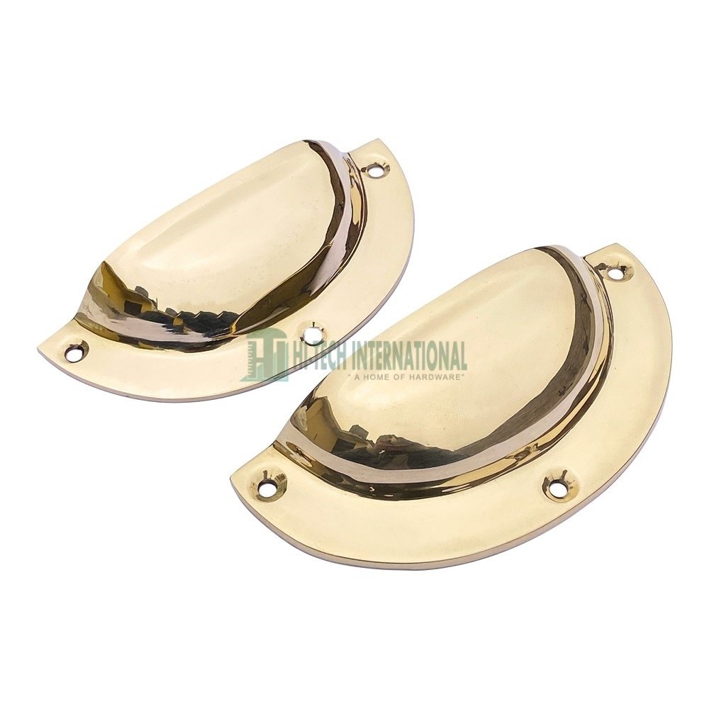 Wholesale Polished Brass Gold Drawer Knobs Pull Handles Cup Shell Pull Dresser Handles Cabinet Handle Knob Door Pull 95mm