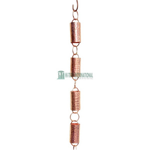 Manufacturer Handmade Shiny Pure Copper Hammered Pipe Rain Chain for Garden Outdoor