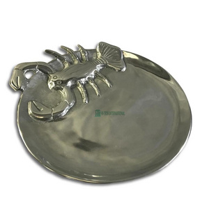 Lobster Design Serving Platters - Metal - Aluminum -  Animal Head - Embossed - Bulk - High Quality - Wholesale-Snack Dish Plate