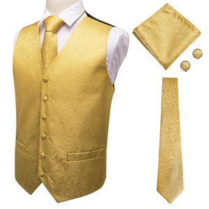 Men's Golden Paisley Casual V-neck Button Vest