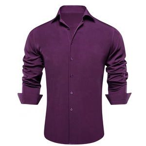 Wholesale Custom Men's 4-Way Stretch Dress Shirts Wrinkle-Free Solid Long Sleeve Casual Business Button Down Shirt