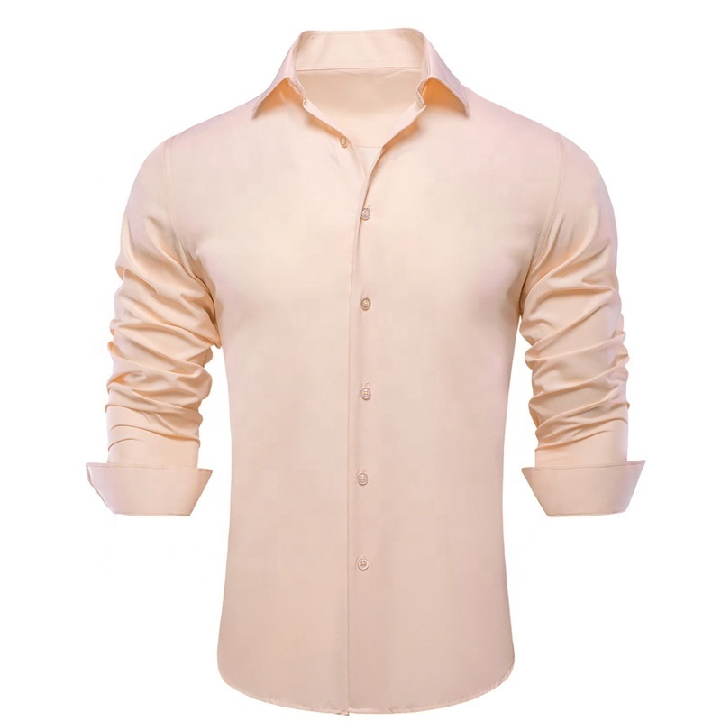 Wholesale Custom Men's 4-Way Stretch Dress Shirts Wrinkle-Free Solid Long Sleeve Casual Business Button Down Shirt