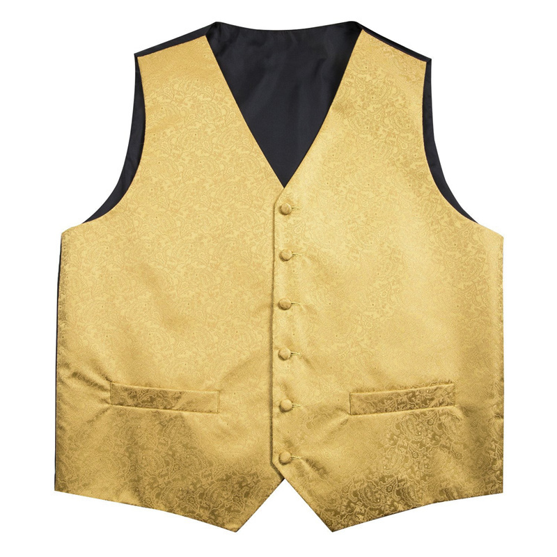 Men's Golden Paisley Casual V-neck Button Vest