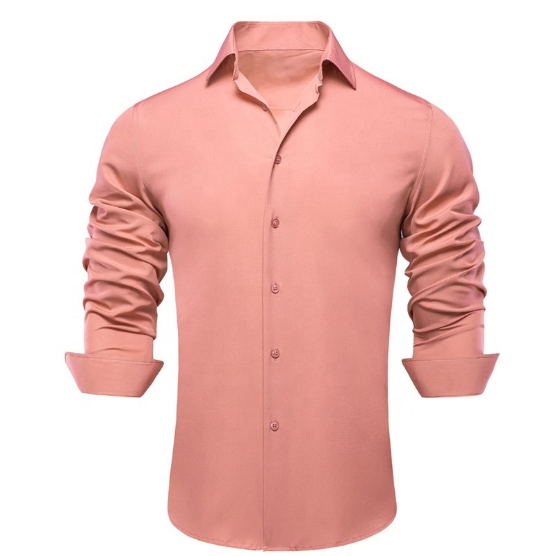 Wholesale Custom Men's 4-Way Stretch Dress Shirts Wrinkle-Free Solid Long Sleeve Casual Business Button Down Shirt