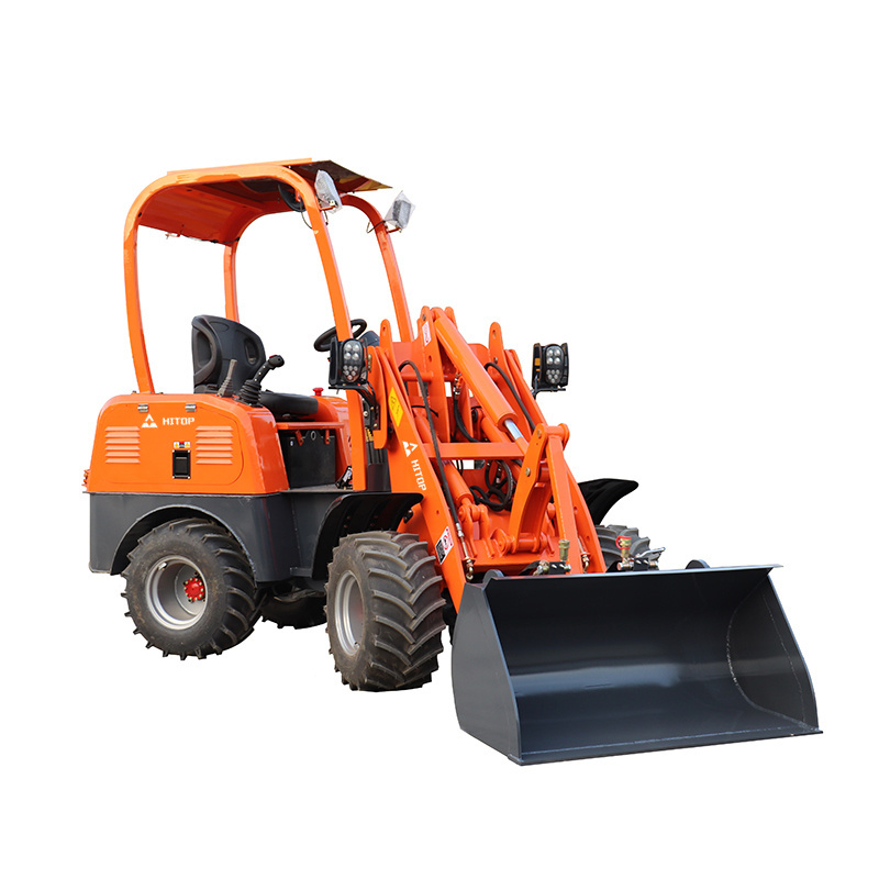 Hitop 500kg 800kg 1 Ton Curtis Controller 600kg Mini Lithium Battery Powered Electric Wheel Loader with Attachment