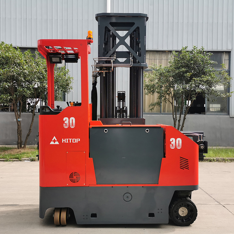 New Arrival 3tons Electric Reach Truck Side loader Forklift 4 Way for Long cargo Material Handling