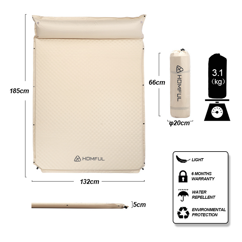 HOMFUL New Arrival 5cm Thickness Self double  People Inflatable Air Mattresses Sleeping Pad Camping Mat foam