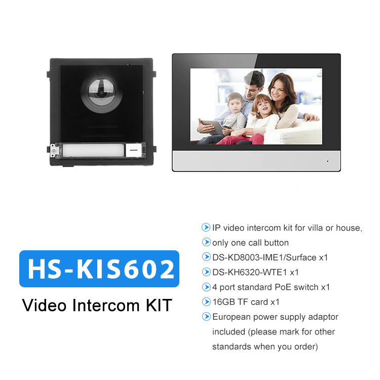 Oem 7in 4 wire video intercom ds-kis603-p ds-kh8350-wte1 ds-kis602 ds-kis204 door lock phone intercom system