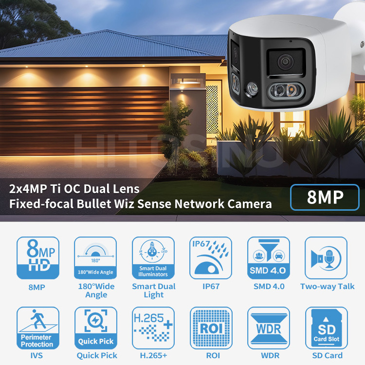 DH IPC-PFW3849S-A180-AS-PV 2x4MP TiOC Duo Splicing Fixed-focal Bullet Wiz Sense Network Camera DH PoE IP Camera